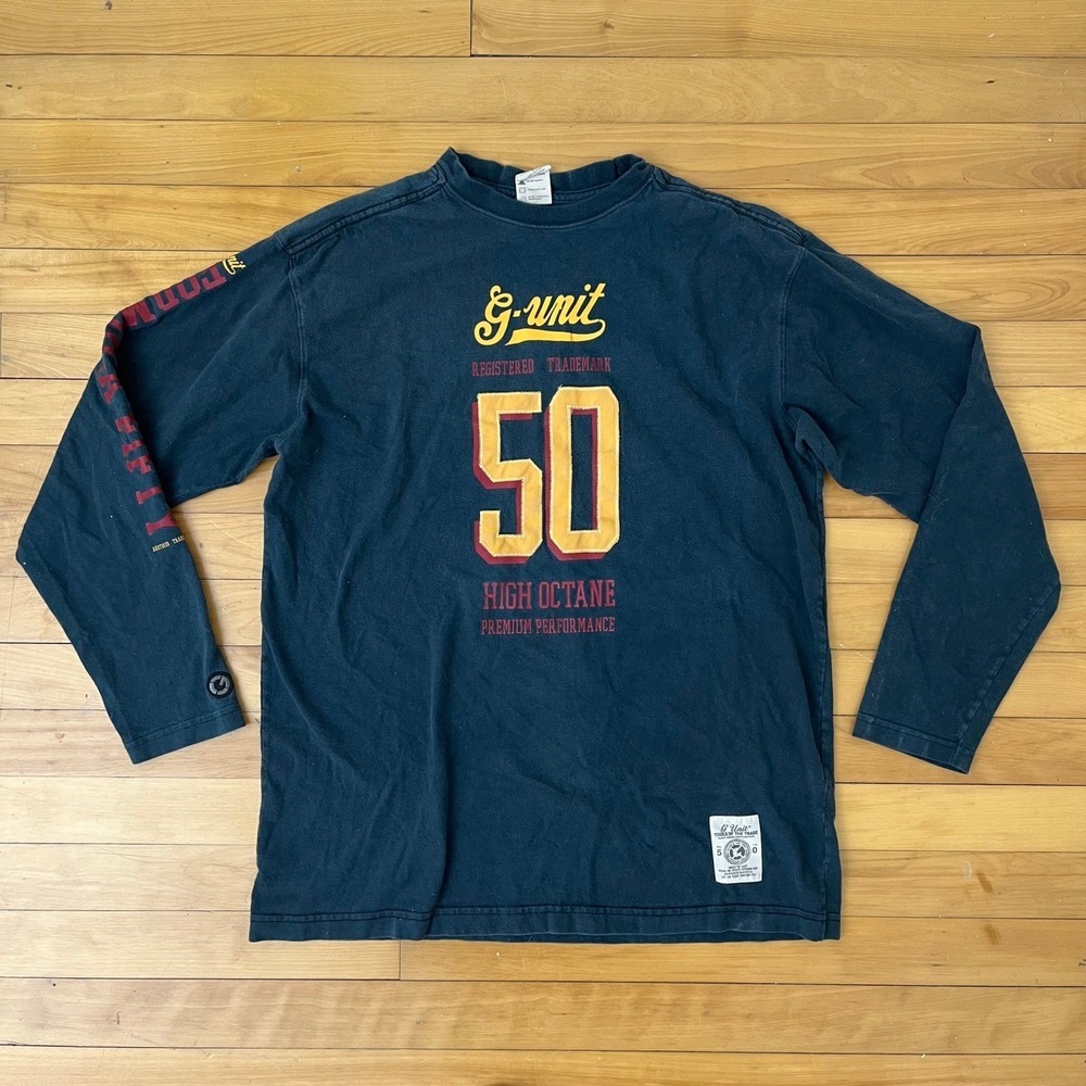 Vintage G-Unit Fifty Long Sleeve T-Shirt Navy Blue Mens Large 50 Cent y2k vtg